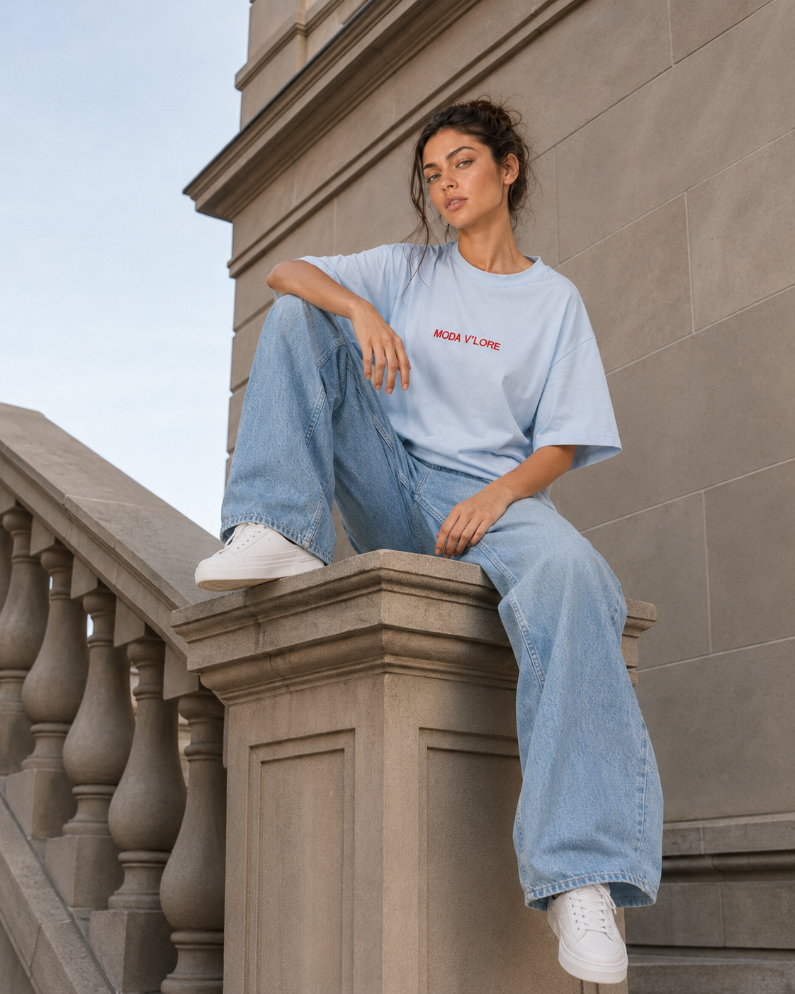 Relaxed Fit Crew Neck - Sky Blue
