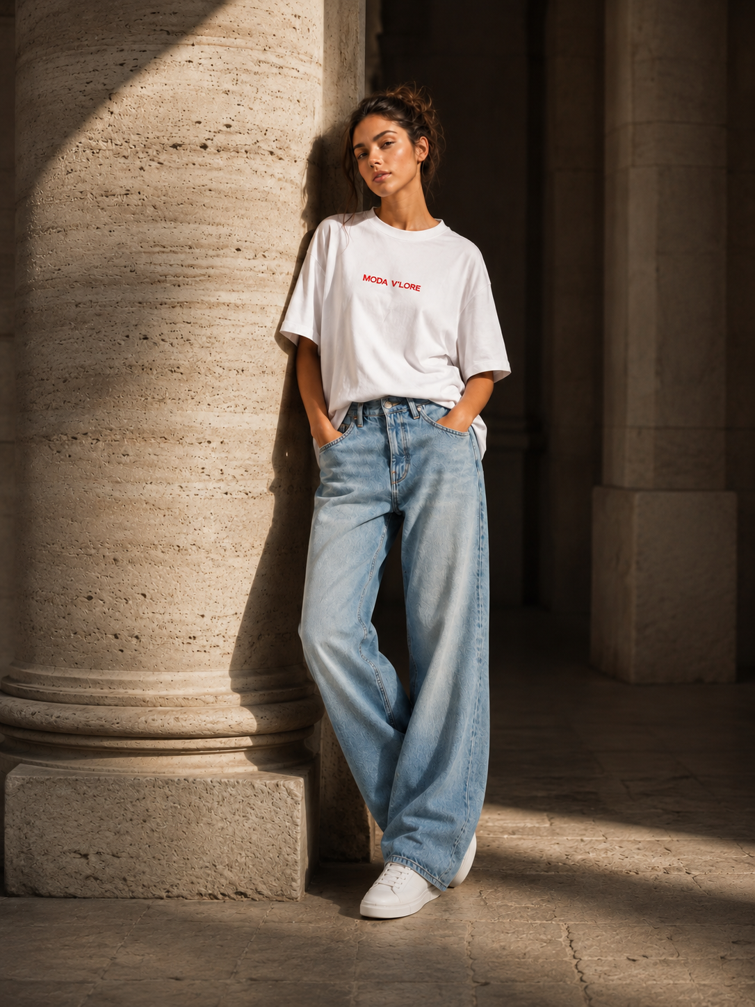 Relaxed Fit Crew Neck - White gallery