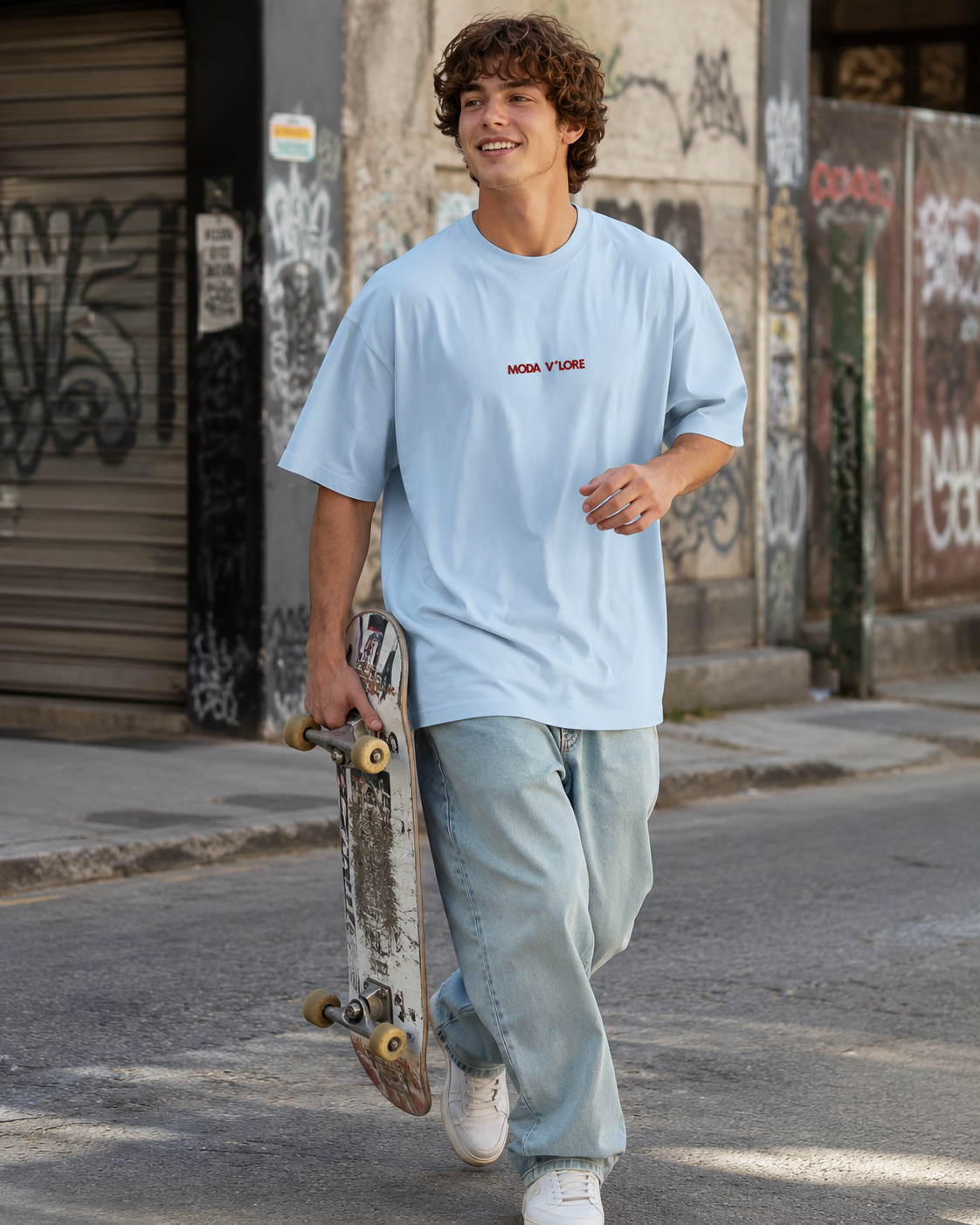 Drop Shoulder T-Shirt - Sky Blue gallery